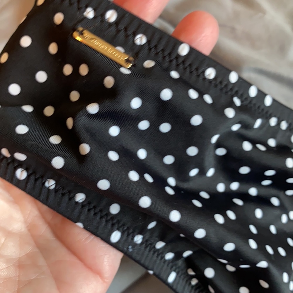 VS black white polka dot rouched bikini bottom size L - Picture 3 of 7